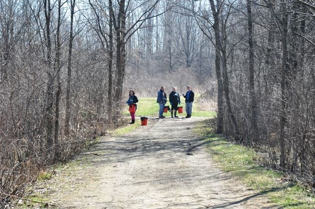 Cleaning up by the trees